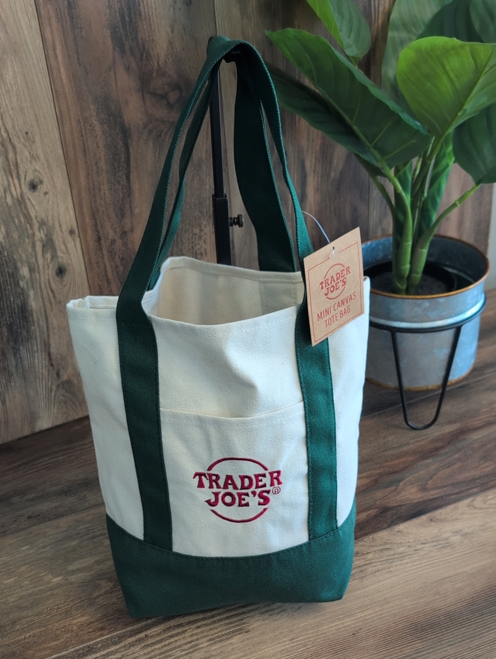 Trader Joe's Canvas Mini Tote Bag NWT            973A